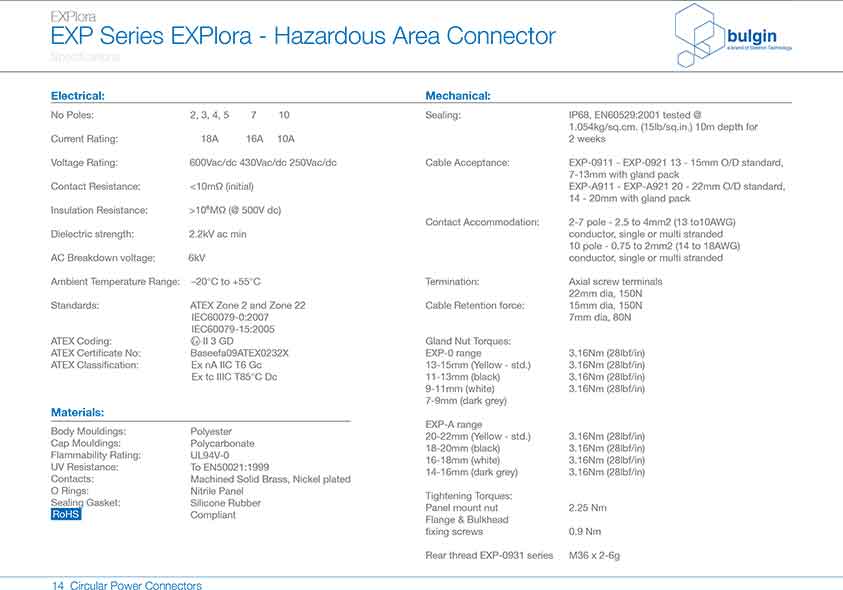 防爆系列連接器EXP-0911技術(shù)資料